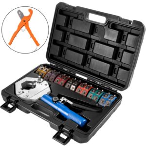 VEVOR Hydraulic Hose Crimper Hydra-Krimp 71500,Manual AC Hose Crimper Kit Air Conditioning Repaire Handheld,Hydraulic Hose Crimping Tool with 7 Die Set, for Barbed and Beaded Hose Fittings