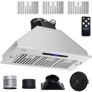VEVOR Insert Range Hood, 900CFM 4-Speed, 36 Inch Stainless Steel Built-in Kitchen Vent Hood with Touch & Remote Control LED Lights Dishwasher-Safe Filters, Ducted/Ductless Convertible, ETL Listed