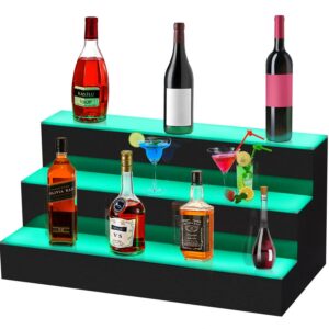 VEVOR LED Lighted Liquor Bottle Display Shelf 24-inch,LED Bar Shelves for Liquor 3-Step Lighted Liquor Bottle Shelf for Home/Commercial Bar,Acrylic Lighted Bottle Display with Remote & App Control