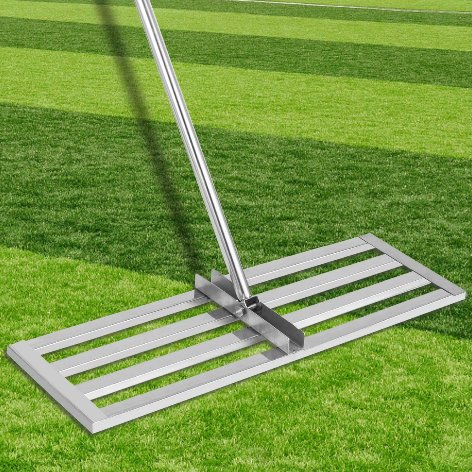 VEVOR Lawn Leveling Rake 17 x 10in Stainless Steel Lawn Leveler Tool with 77 in Handle Sand Gravel Leveler rake for Yard Garden Ground and Golf Lawn