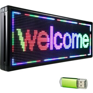 VEVOR Led Sign 40" x 15" Digital Sign Full Color Color Indoor with high Resolution P10 Led Scrolling Display Programmable by PC & WiFi & USB for Advertising