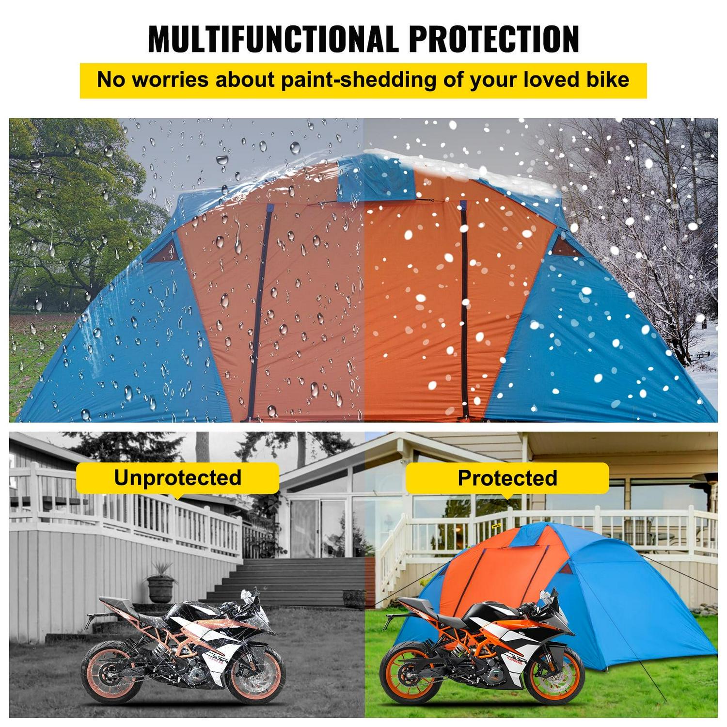 VEVOR Motorcycle Camping Tent 3-4 Person Expedition Touring Waterproof Dome Tent - Image 5