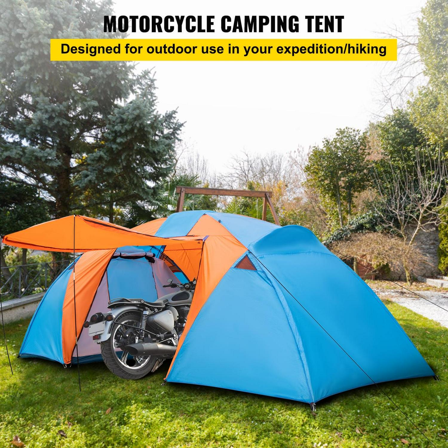 VEVOR Motorcycle Camping Tent 3-4 Person Expedition Touring Waterproof Dome Tent - Image 2
