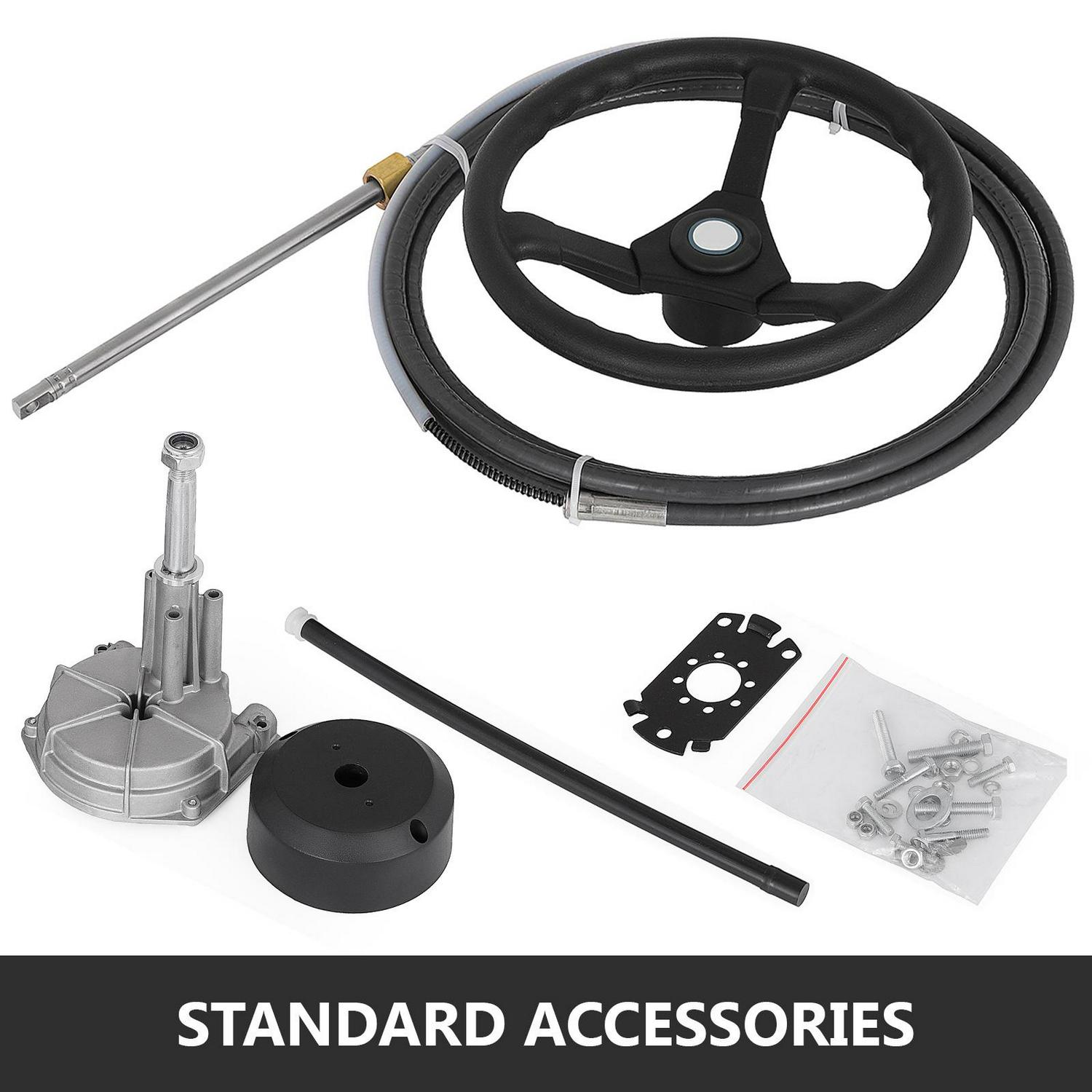 VEVOR Outboard Steering System 15in Outboard Steering System 15 Feet Boat Steering Cable with 13in Wheel Durable Marine Steering System - Image 5