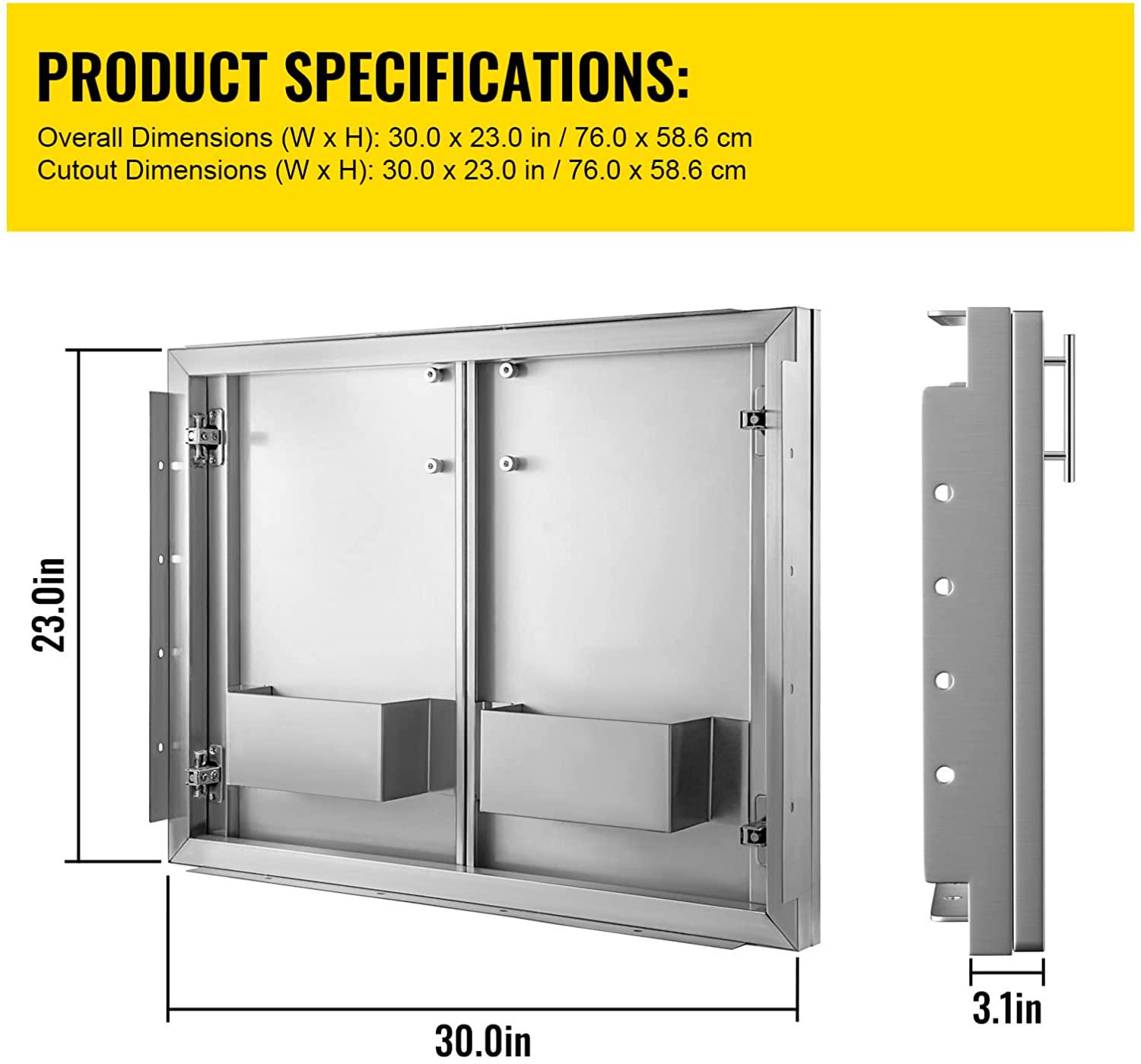 VEVOR Outdoor Kitchen Doors BBQ Kitchen Doors 30x23inch with Shelves Stainless Steel - Image 7