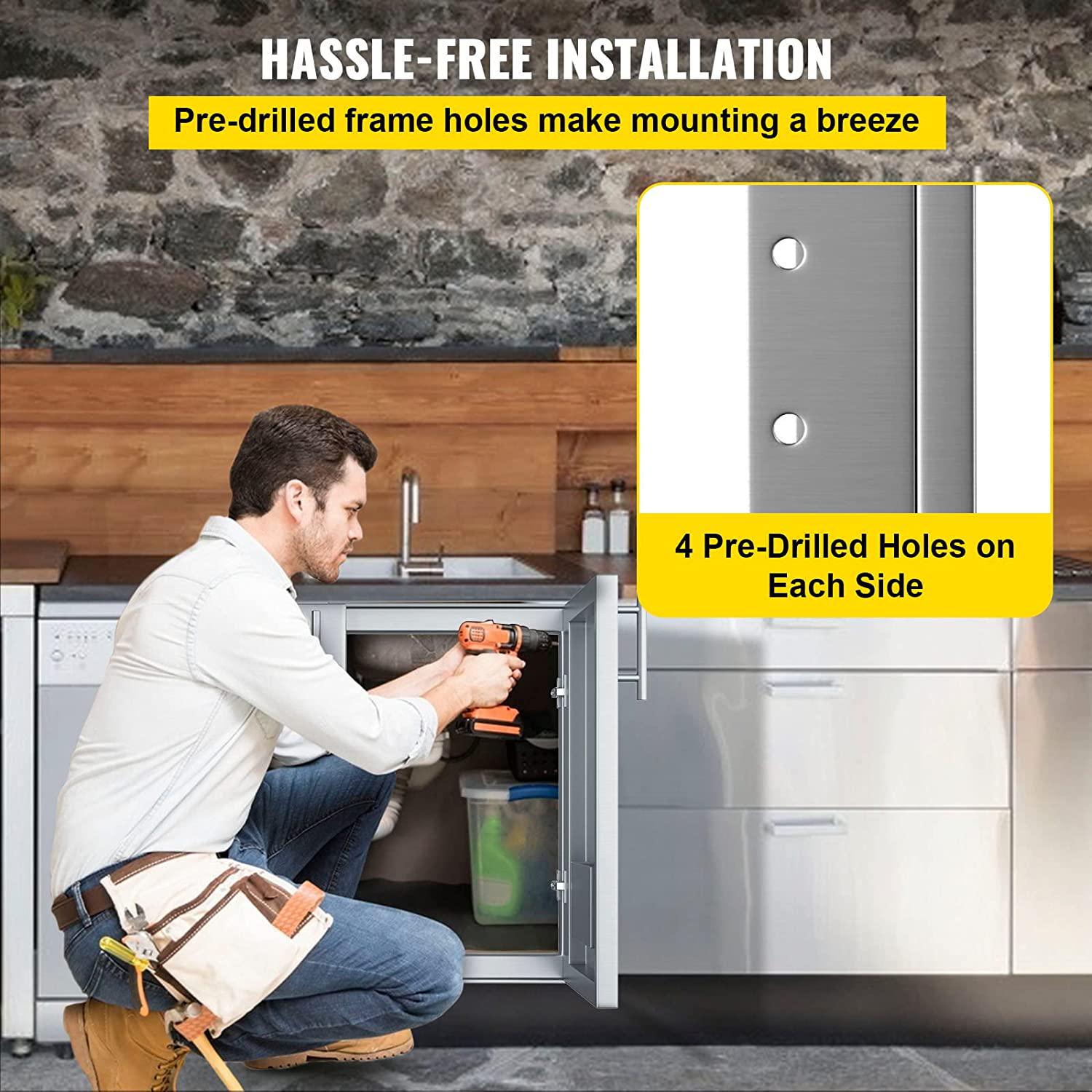 VEVOR Outdoor Kitchen Doors BBQ Kitchen Doors 30x23inch with Shelves Stainless Steel - Image 5