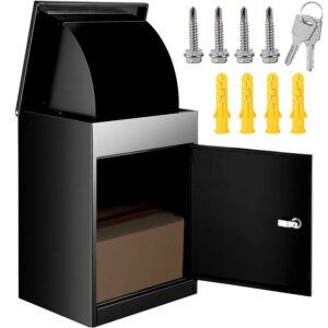 VEVOR Parcel Delivery Box, Large Package Drop Box 17.32x13.78x22.83in Mailbox, Wall Mounted Express Mail Package Delivery Box with Lockable Storage, Black