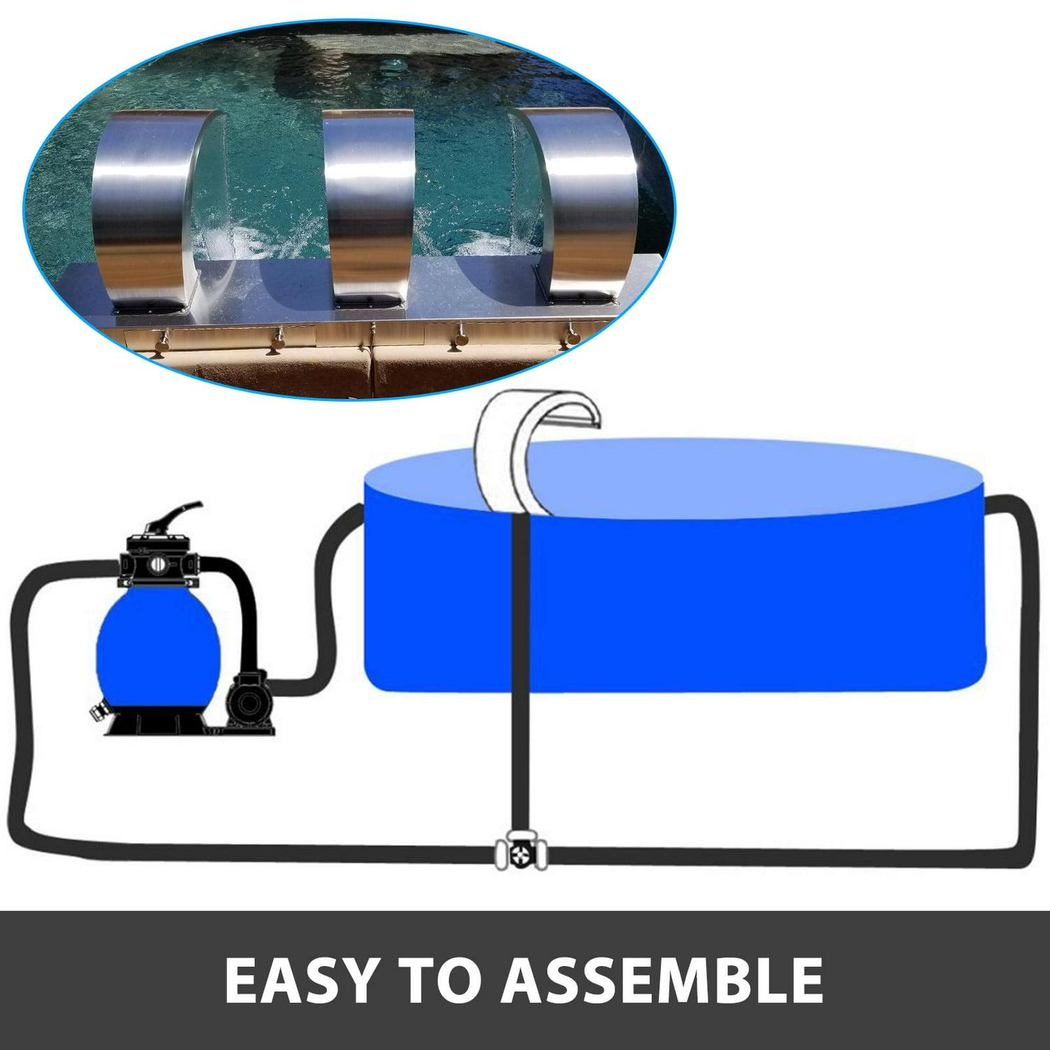 VEVOR Pool Water Fountain17.7 x 11.8 x 23.6 inch, Pool Fountain 304 Stainless Steel, Pool Water Fountain Silver for In Ground Swimming Pools Garden Outdoor Pond Water - Image 7