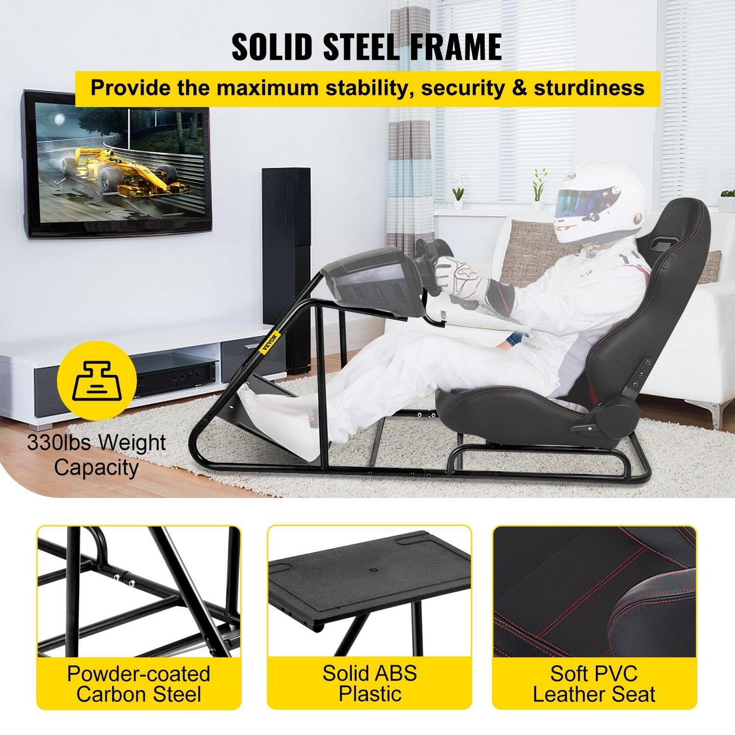 VEVOR Racing Simulator Cockpit with Seat Racing Steering Wheel Stand, Racing Simulator Seat with Gear Shifter Mount Fit for Logitech G25G27G29G920 - Image 4