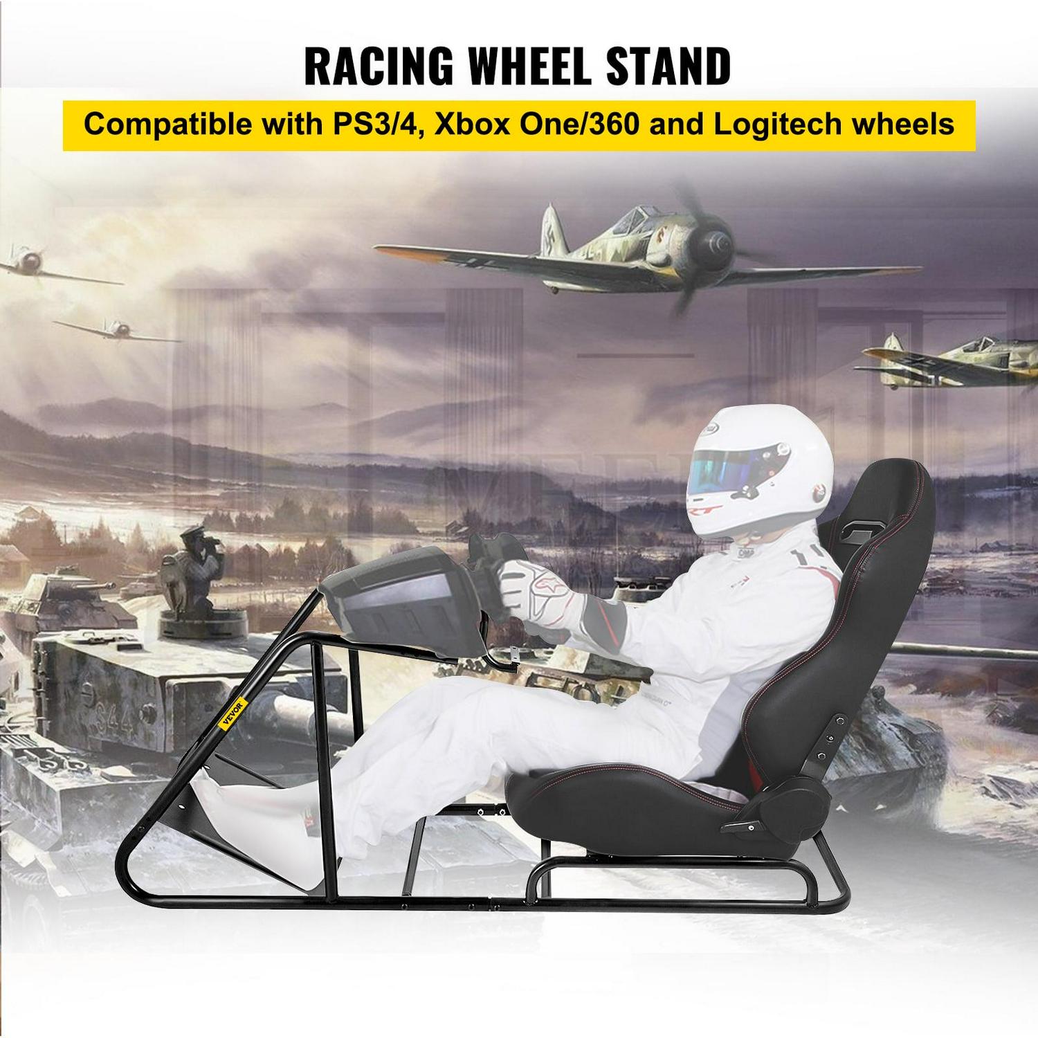 VEVOR Racing Simulator Cockpit with Seat Racing Steering Wheel Stand, Racing Simulator Seat with Gear Shifter Mount Fit for Logitech G25G27G29G920 - Image 2