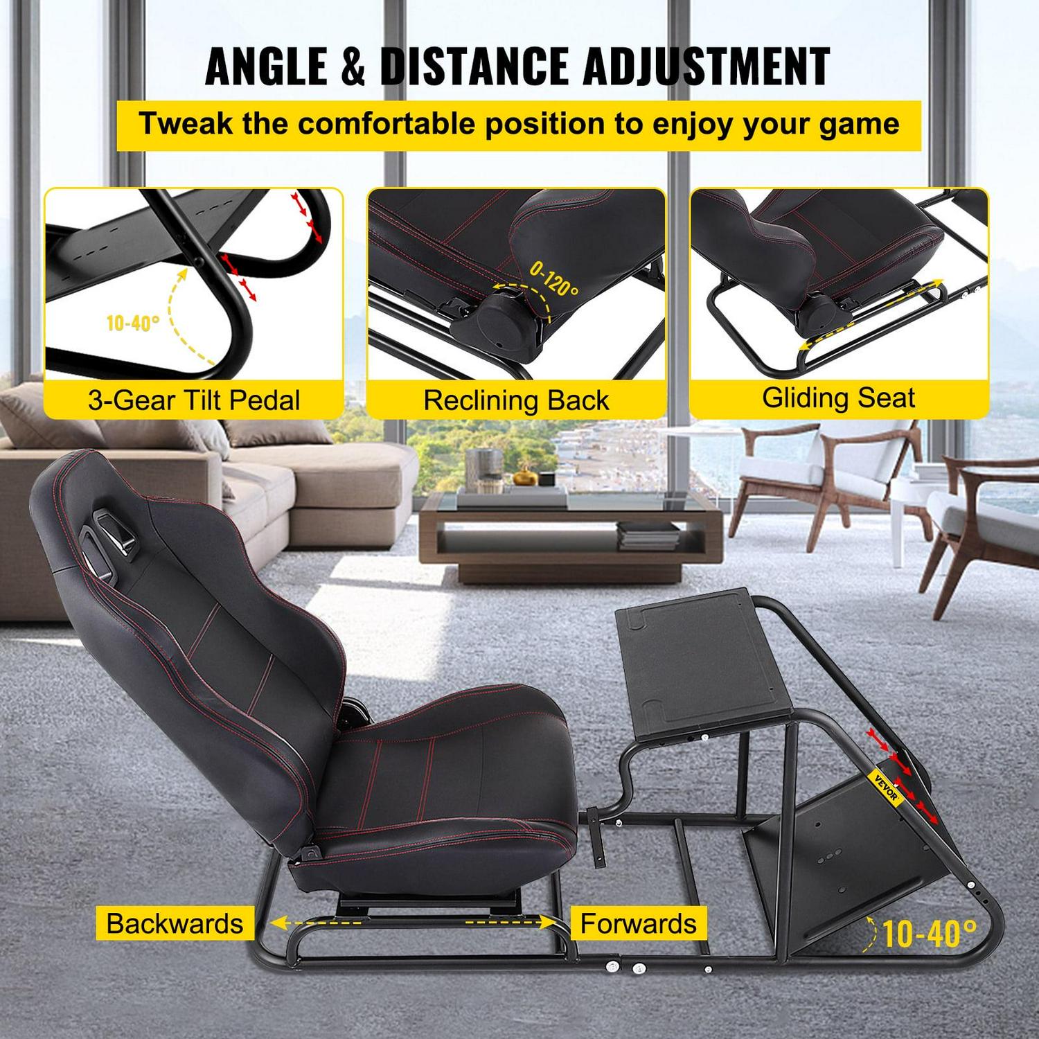 VEVOR Racing Simulator Cockpit with Seat Racing Steering Wheel Stand, Racing Simulator Seat with Gear Shifter Mount Fit for Logitech G25G27G29G920 - Image 3