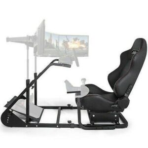 VEVOR Racing Steering Wheel Stand with Racing Seat, Driving Simulator Seat Height Adjustable, Simulator Cockpit Fit for Logitech G25G27G29G920, Wheel and Pedals Not Included