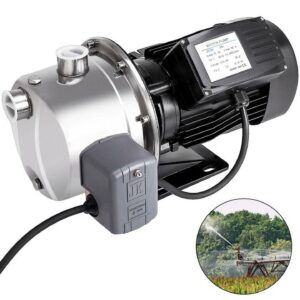 VEVOR Shallow Well Jet Pump with Pressure Switch 3/4HP Jet Water Pump 131 ft Stainless Steel Jet Pump to Supply Fresh Well Water to Residential Homes Farms Cabins
