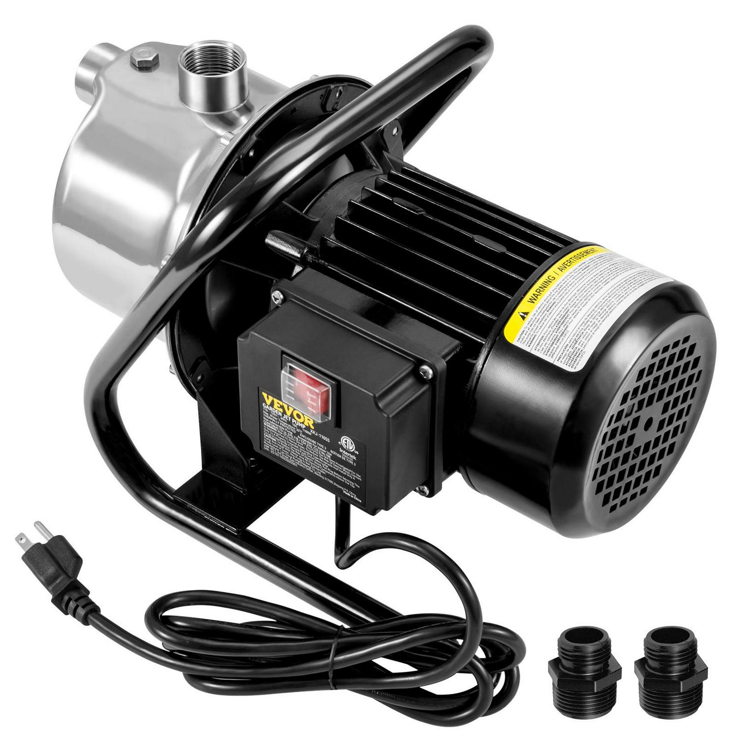 VEVORShallow Well Pump, 1.1 HP 115V, 978 GPH 131 ft Height, 69.6psi Max Pressure, Portable Stainless Steel Sprinkler Booster Jet Pumps for Garden Lawn Irrigation system, Lake Fountain, Water Transfer - Image 9