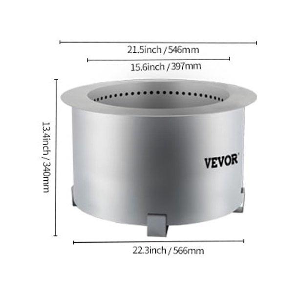 VEVOR Smokeless Fire Pit, Stainless Steel Stove Bonfire, Large 22 inch Diameter Wood Burning Fire Pit, Outdoor Stove Bonfire Fire Pit, Portable Smokeless Fire Bowl for Picnic Camping Backyard Silver - Image 8