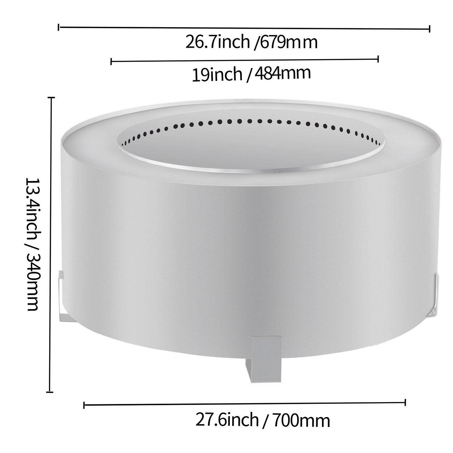 VEVOR Smokeless Fire Pit, Stainless Steel Stove Bonfire, 27.6 inch Diameter Wood Burning Fire Pit - Image 8