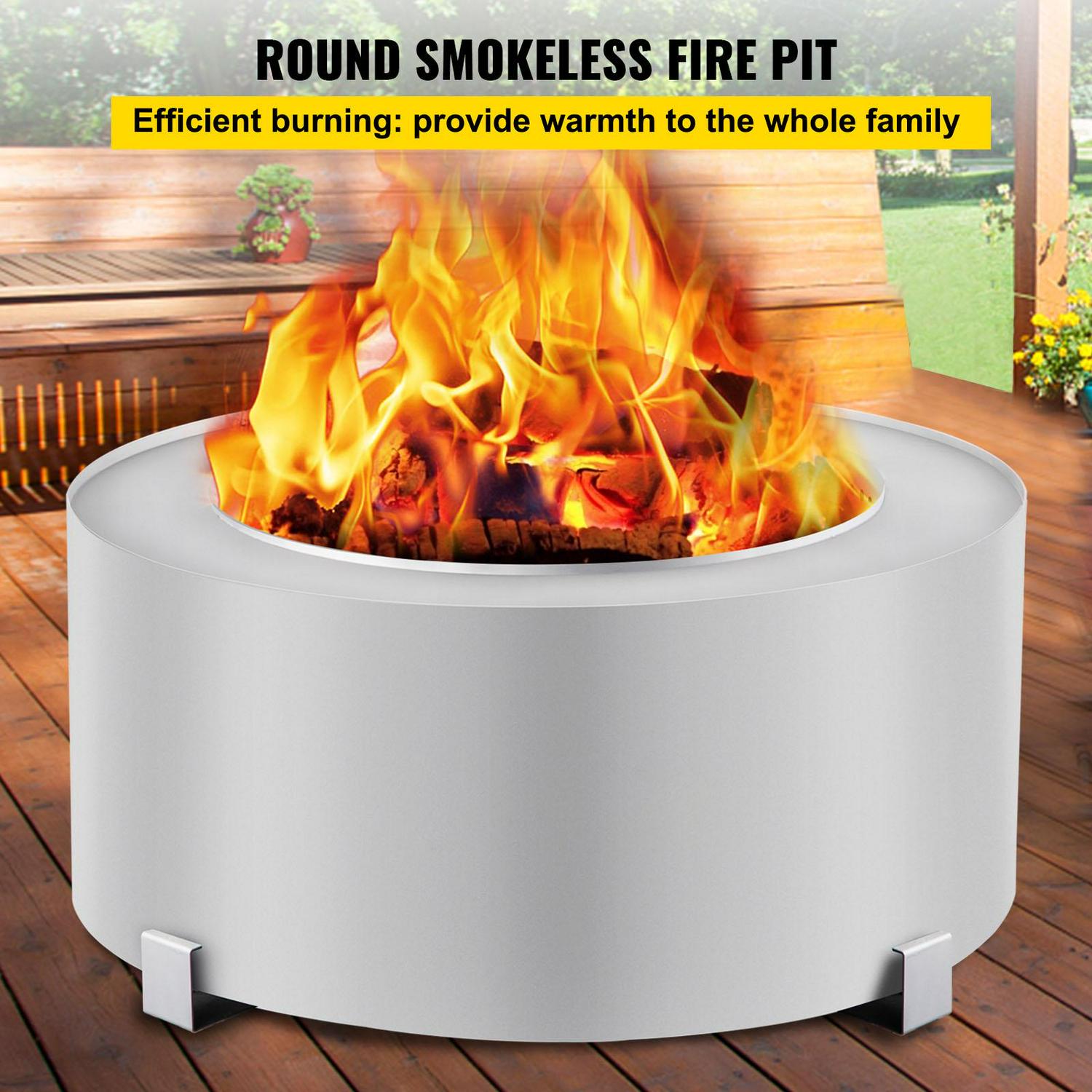 VEVOR Smokeless Fire Pit, Stainless Steel Stove Bonfire, 27.6 inch Diameter Wood Burning Fire Pit - Image 2