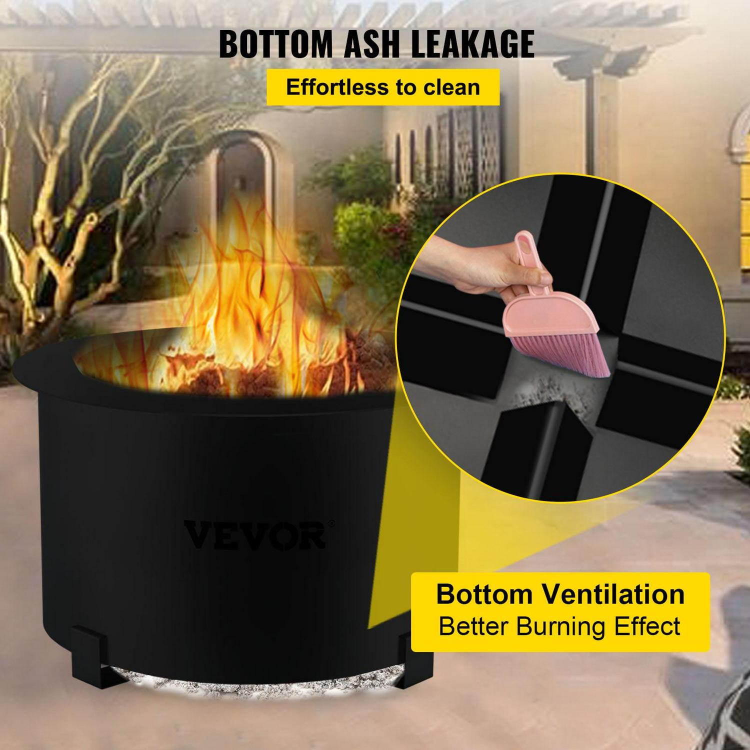 VEVOR Smokeless Fire Pit, Carbon Steel Stove Bonfire, Large 21.5 inch Diameter Wood Burning Fire Pit, Outdoor Stove Bonfire Fire Pit, Portable Smokeless Fire Bowl for Picnic Camping Backyard Black - Image 6