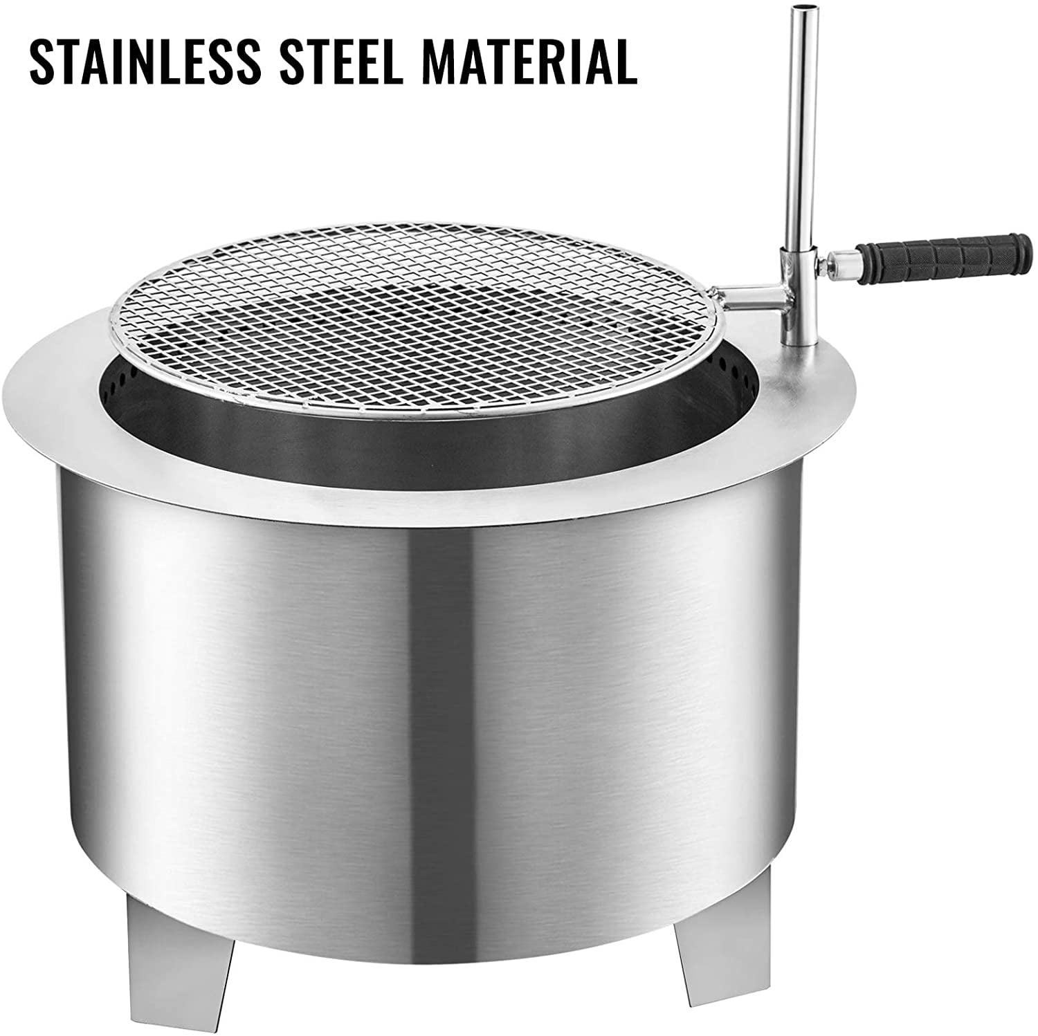VEVOR Stainless Steel Wood Burning Fire Pit, 22 inch Bonfire Fire Pit Patio Fire Pit with Detachable Grill, Outdoor Fire Pit for Backyards and Camping Park - Image 3