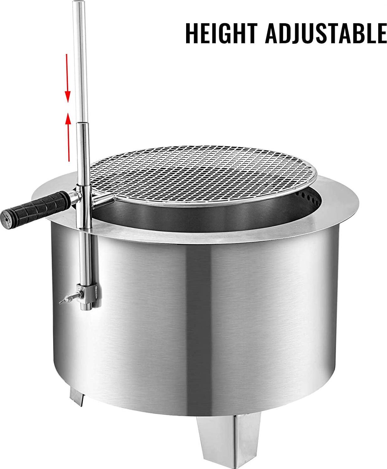 VEVOR Stainless Steel Wood Burning Fire Pit, 22 inch Bonfire Fire Pit Patio Fire Pit with Detachable Grill, Outdoor Fire Pit for Backyards and Camping Park - Image 4