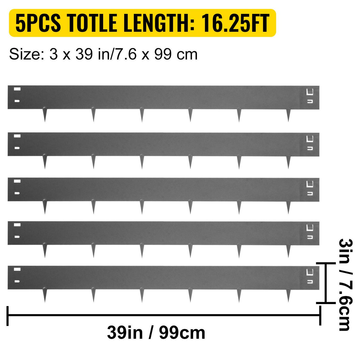 VEVOR Steel Lawn Edging, 5PCS Metal Landscape Edging, 3"x39" Garden Edging Border, Grown Lawn Edge for Garden Yard - Image 3