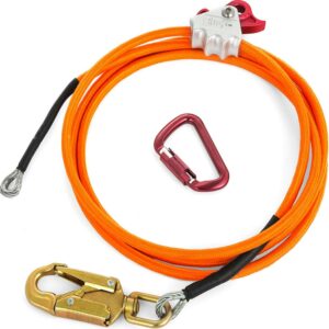 VEVOR Steel Wire Core Flip Line Kit 1/2" X 12' Wire Core Flipline with Triple Lock Carabiner and Steel Swivel Snap Wire Core Flipline System for Arborists Climbers Tree Climbers