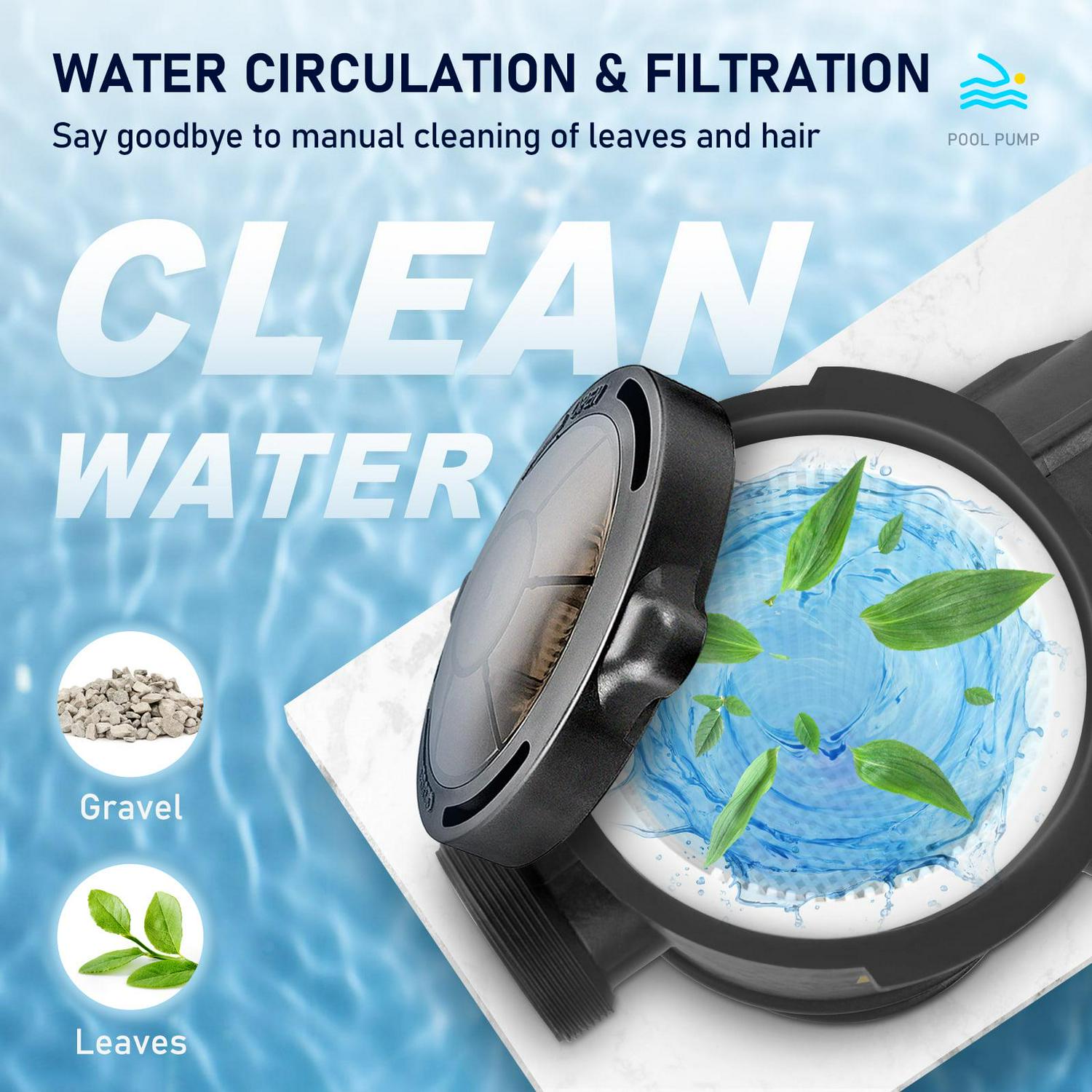 VEVOR 2HP Pool Pump for Above Ground Pool, 5400GPH Max. Flow and Max Lift of 43ft, Single Speed Pool Pumps with Strainer Basket, 1500W, ETL Certificated - Image 5