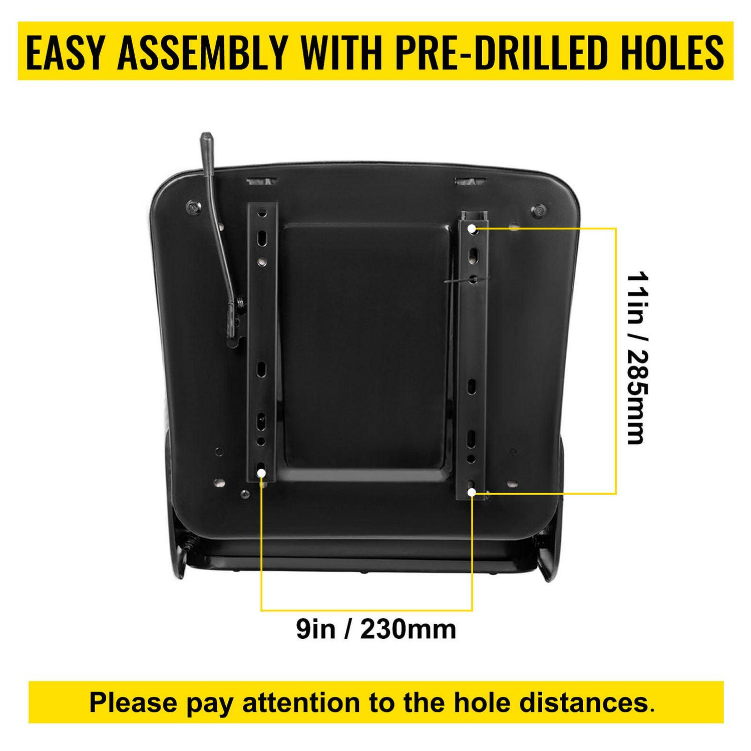 Vevor CCZYFSAQKGYS2X3NUV0 Universal Forklift Seat Black PVC Tractor Seat, 6 in. 150 mm Adjustable Mower Seat Foldable Seat Including Armrests&Seat Switch - Image 7