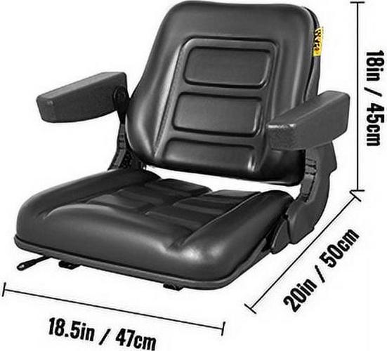 Vevor CCZYFSAQKGYS2X3NUV0 Universal Forklift Seat Black PVC Tractor Seat, 6 in. 150 mm Adjustable Mower Seat Foldable Seat Including Armrests&Seat Switch - Image 2