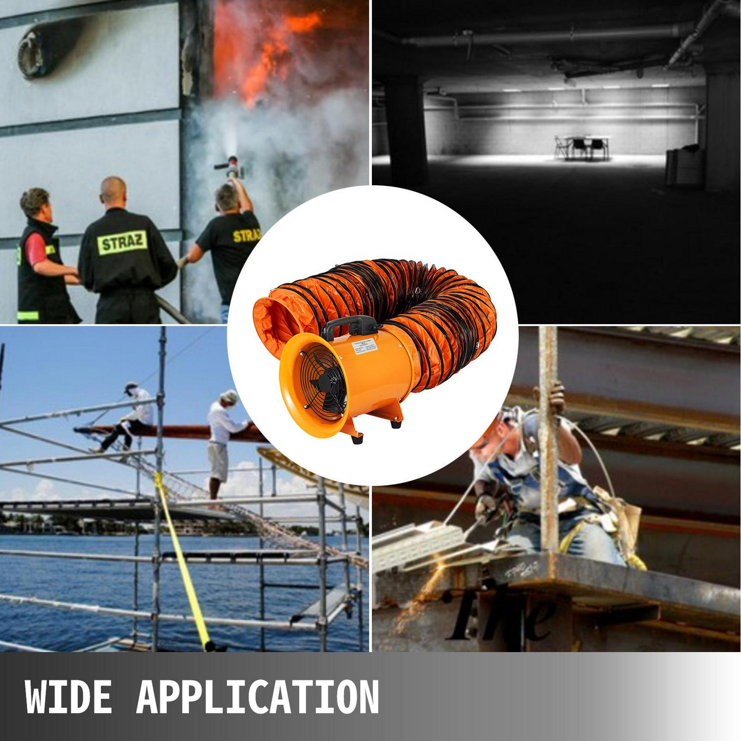 VEVOR Utility Blower Fan 8 inch Portable Ventilator High Velocity Utility Blower Mighty Mini Low Noise with 5M Duct Hose (8 inch Fan with 5M Hose) - Image 8