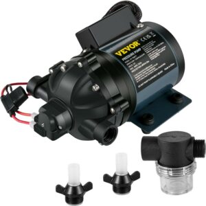VEVOR Washdown Pump, 12V DC, 7 GPM 60 PSI, Max. 10 ft Lift Self Priming Water Pump, w/ EPDM Valve, Universal Salt Water Strainer & Female/Male Thread, for RV, Marine Deck, Yacht