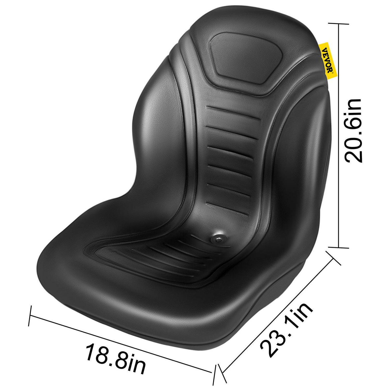 VEVOR Yamaha Tractor Seat High Back Mower Seat Black Vinyl Forklift Drain Hole with Mounting Bolt Patterns of 8" x 11.5" & 11.25" x 11.5" - Image 8
