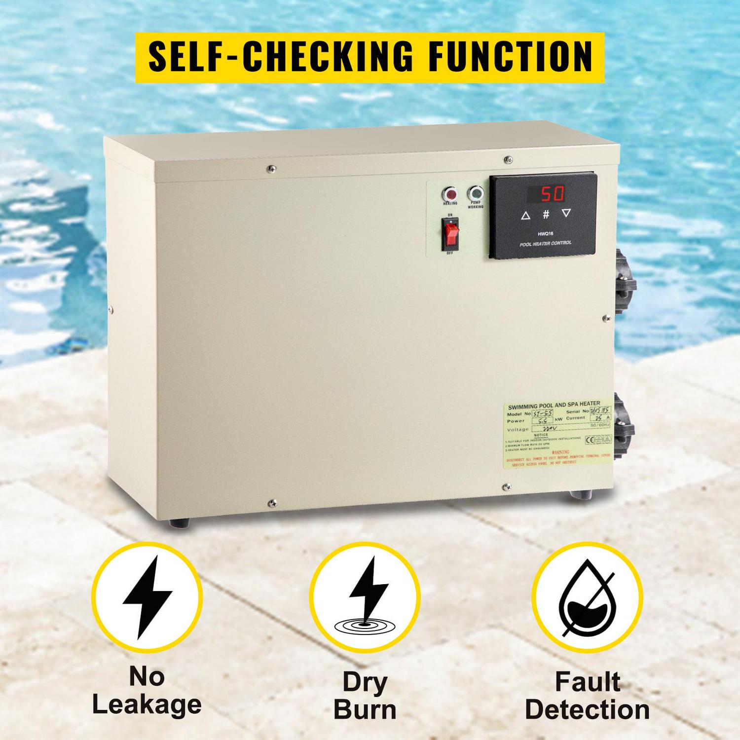 VEVORbrand 11KW 240V Electric Swimming Pool Water Heater Thermostat Hot Tub Spa - Image 5