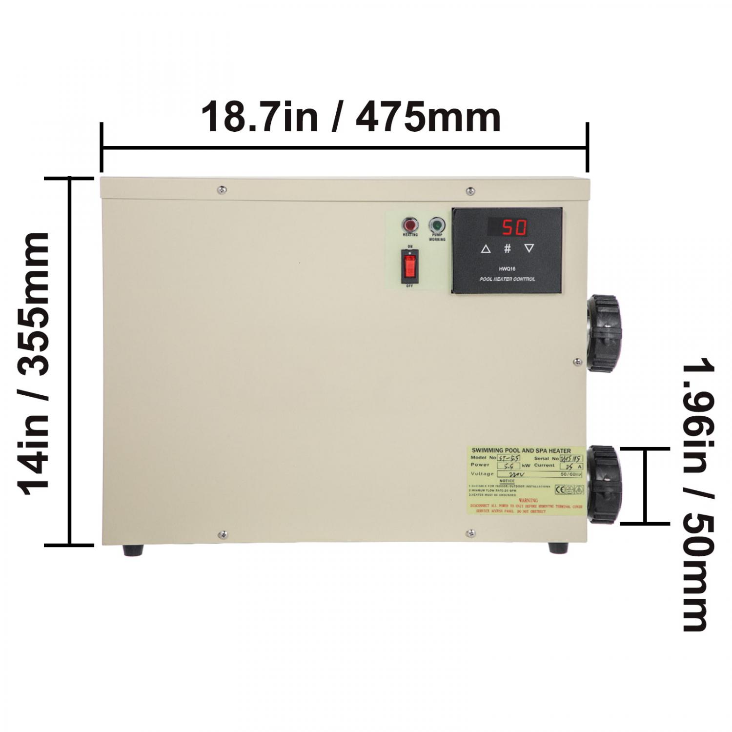 VEVORbrand 11KW 240V Electric Swimming Pool Water Heater Thermostat Hot Tub Spa - Image 8