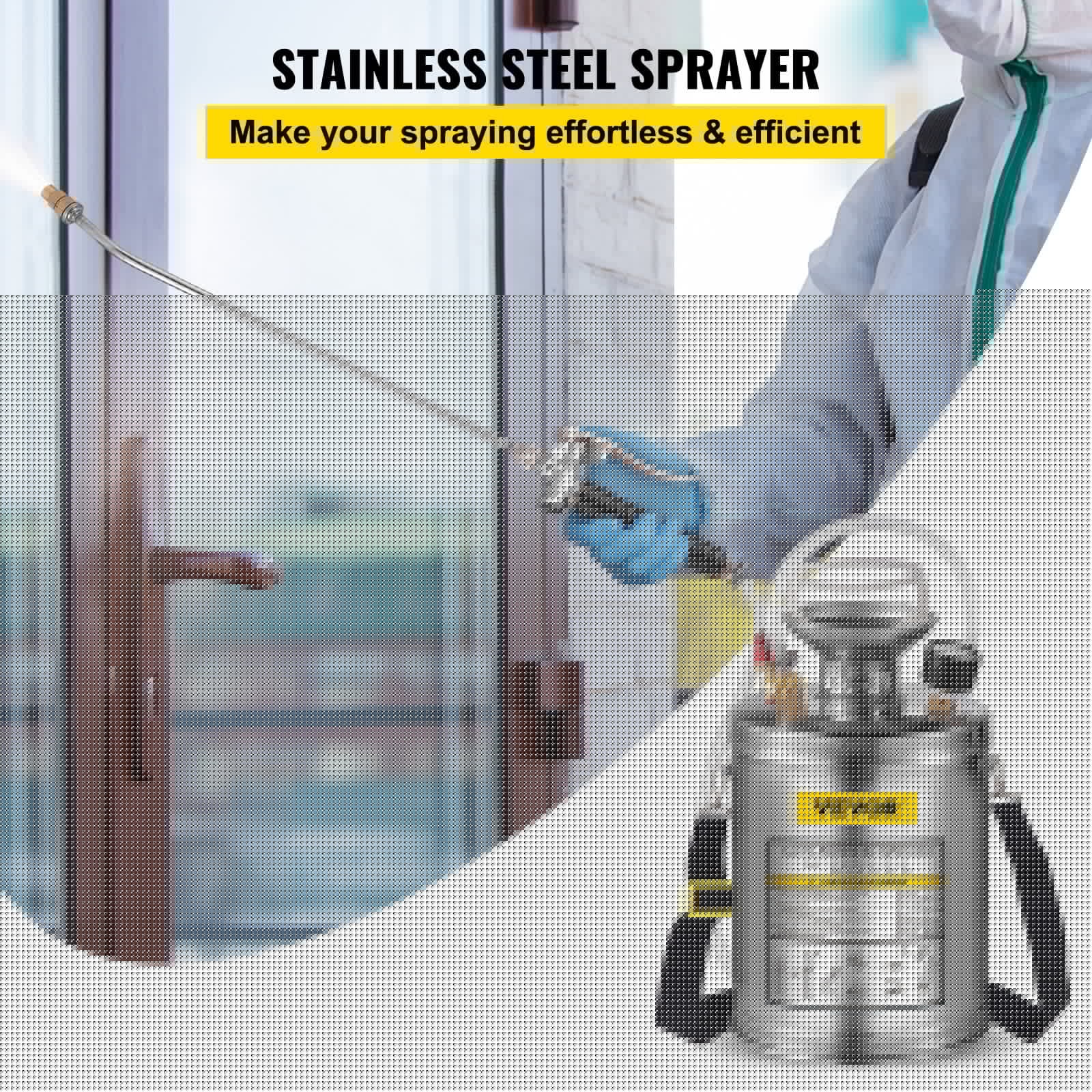 VEVORbrand 1 Gallon Pump Sprayer Stainless Steel, Lawn and Garden Hand Pump Sprayer with Pressure Gauge&Safety Valve, Adjustable Nozzle for Gardening and Sanitizing - Image 2