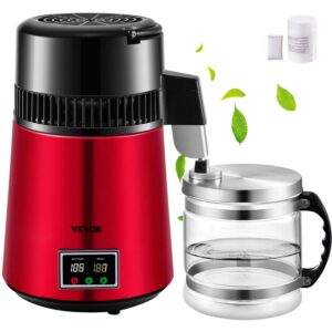 VEVOR 4L 750W Water Distiller with Dual Temperature Displays, Silver