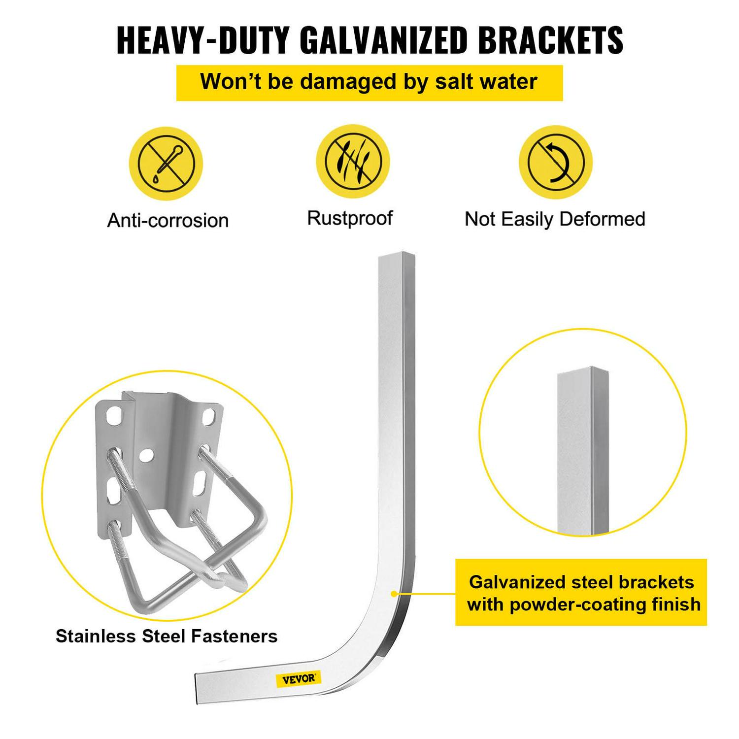 VEVORbrand Boat Trailer Guide-on, 60", 2pcs Galvanized Steel Trailer Post Guide on, with LED-Lighted PVC Tube Covers, Mounting Hardware Included, for Ski Boat, Fishing Boat or Sailboat Trailer - Image 2