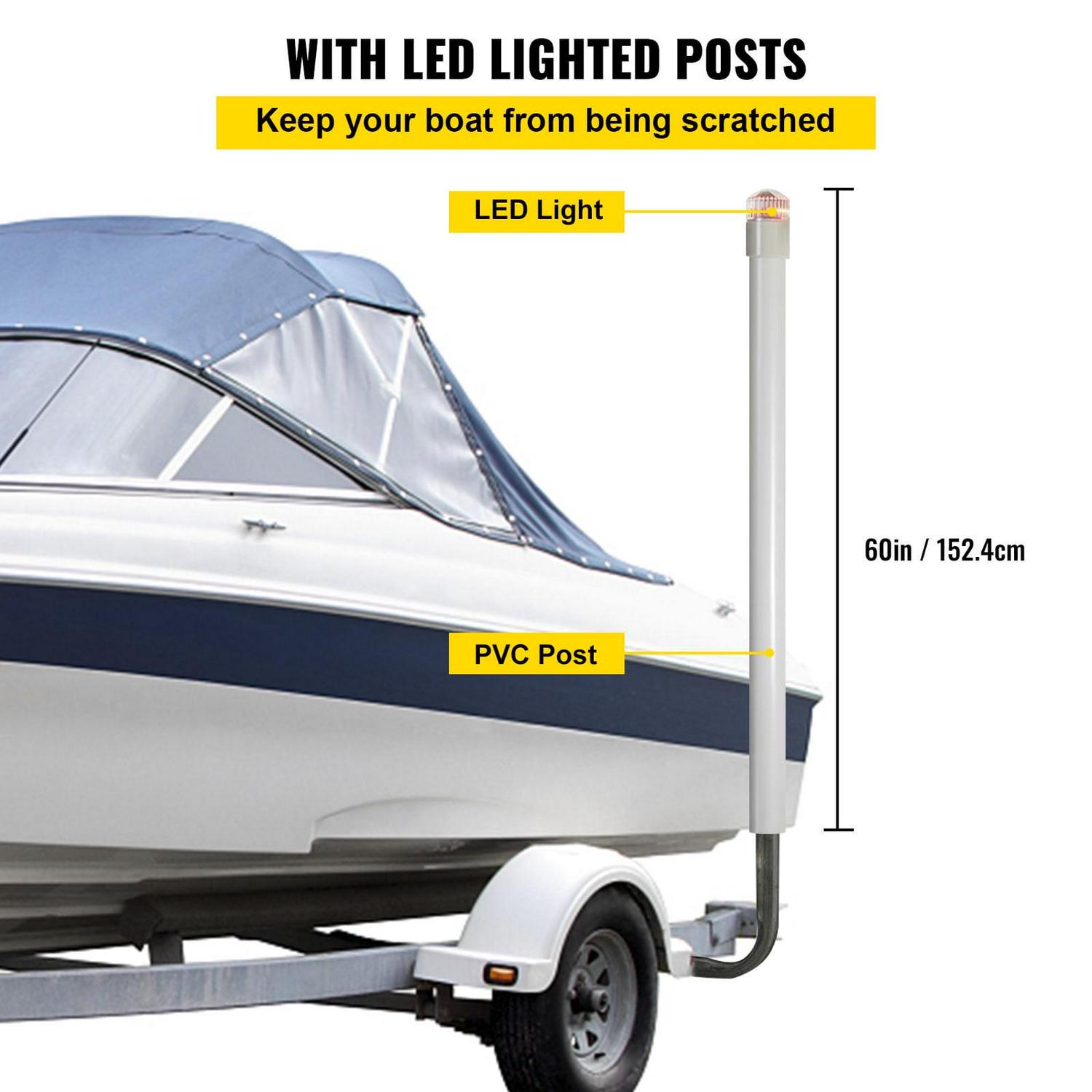 VEVORbrand Boat Trailer Guide-on, 60", 2pcs Galvanized Steel Trailer Post Guide on, with LED-Lighted PVC Tube Covers, Mounting Hardware Included, for Ski Boat, Fishing Boat or Sailboat Trailer - Image 7