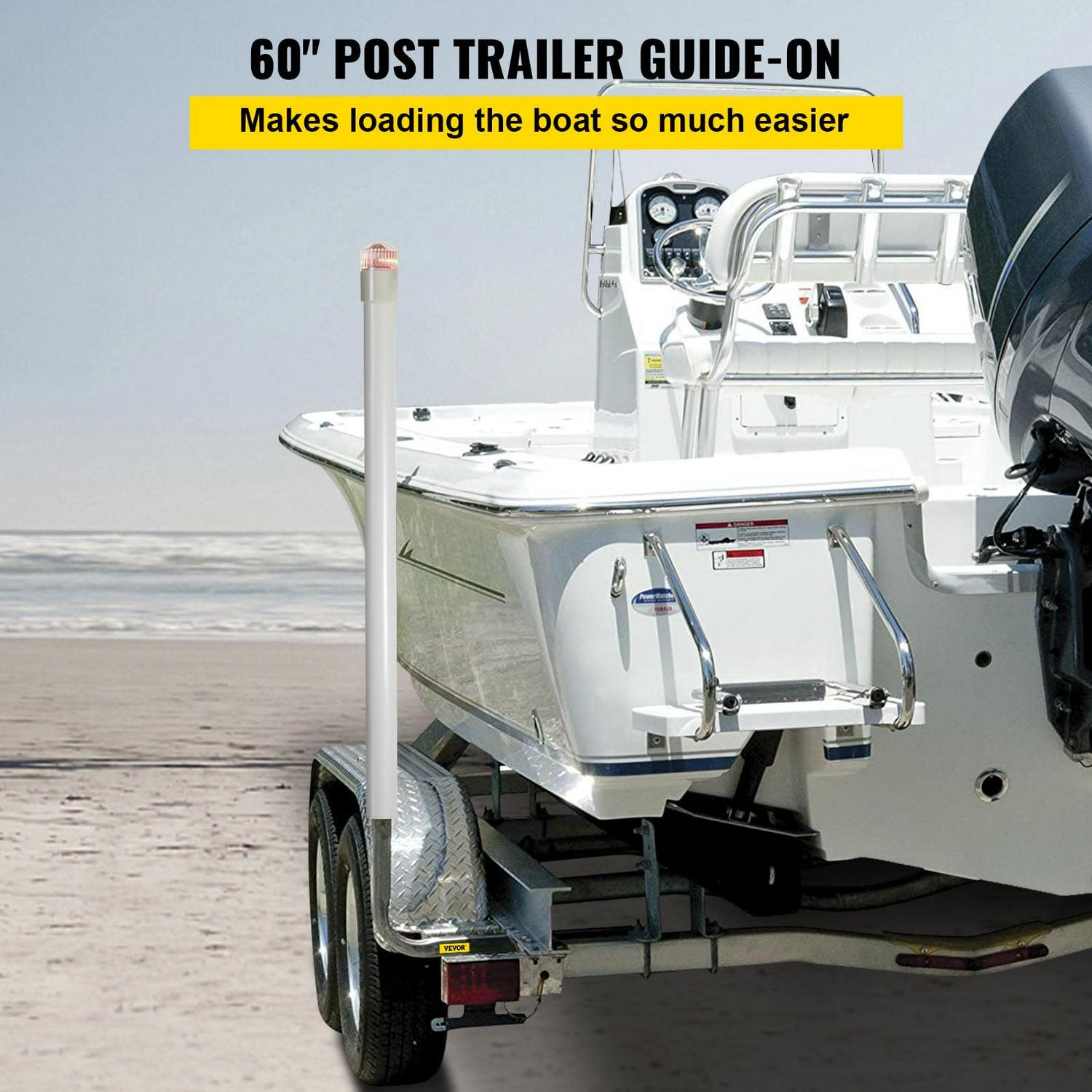 VEVORbrand Boat Trailer Guide-on, 60", 2pcs Galvanized Steel Trailer Post Guide on, with LED-Lighted PVC Tube Covers, Mounting Hardware Included, for Ski Boat, Fishing Boat or Sailboat Trailer - Image 3