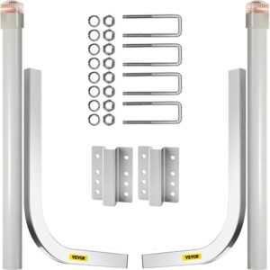 VEVORbrand Boat Trailer Guide-on, 60", 2pcs Galvanized Steel Trailer Post Guide on, with LED-Lighted PVC Tube Covers, Mounting Hardware Included, for Ski Boat, Fishing Boat or Sailboat Trailer