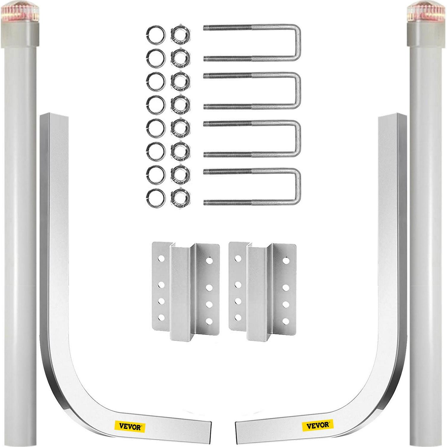 VEVORbrand Boat Trailer Guide-on, 60", 2pcs Galvanized Steel Trailer Post Guide on, with LED-Lighted PVC Tube Covers, Mounting Hardware Included, for Ski Boat, Fishing Boat or Sailboat Trailer