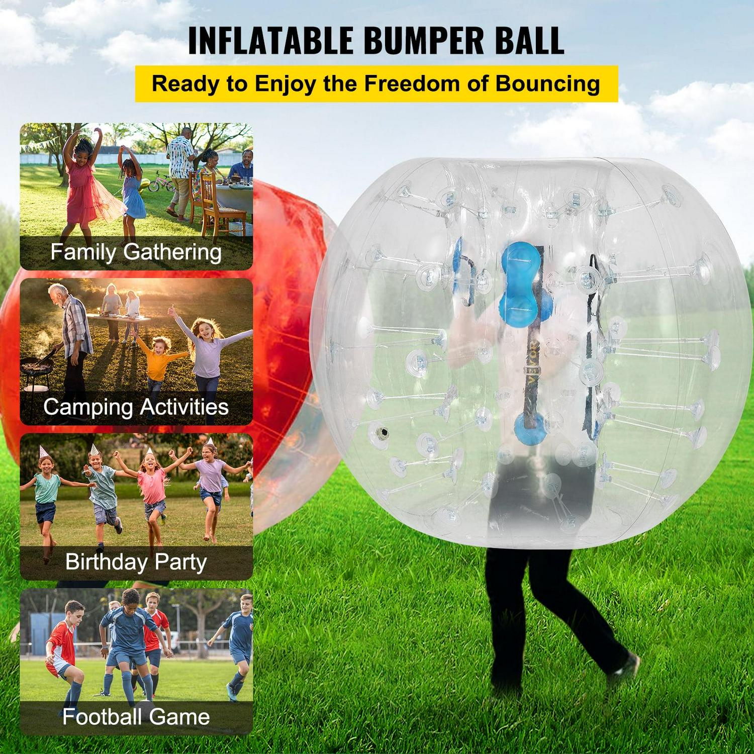 VEVORbrand Bumper Bubble Soccer Ball,Kids And Adults Inflatable Body Zorb 1.2m/3.93ft Pvc Bumper Football Bubble - Image 2