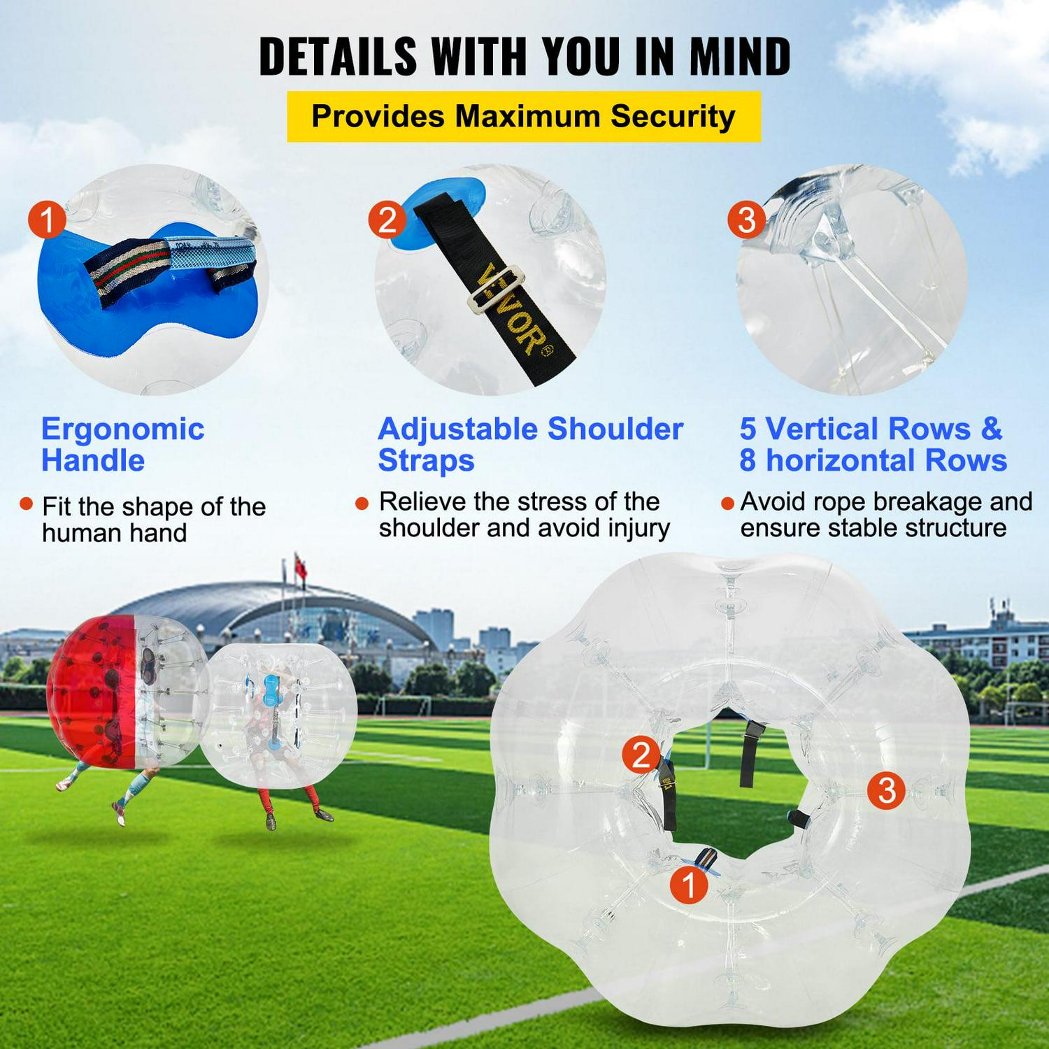 VEVORbrand Bumper Bubble Soccer Ball,Kids And Adults Inflatable Body Zorb 1.2m/3.93ft Pvc Bumper Football Bubble - Image 5