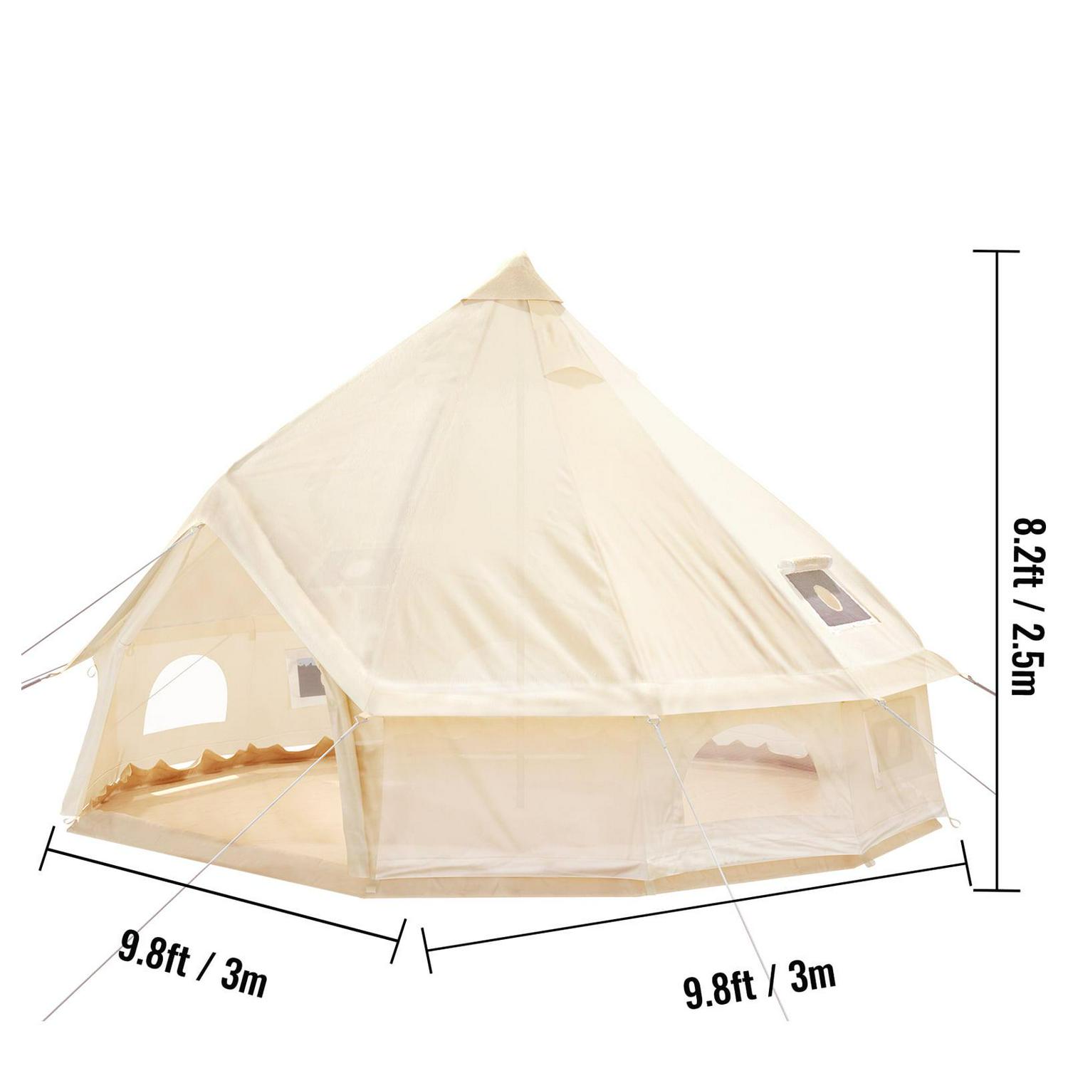 VEVORbrand Canvas Bell Tent 9.84ft Cotton Canvas Tent with Wall Stove Jacket Glamping Tent Waterproof Bell Tent for Family Camping Outdoor Hunting in 4 Seasons - Image 8