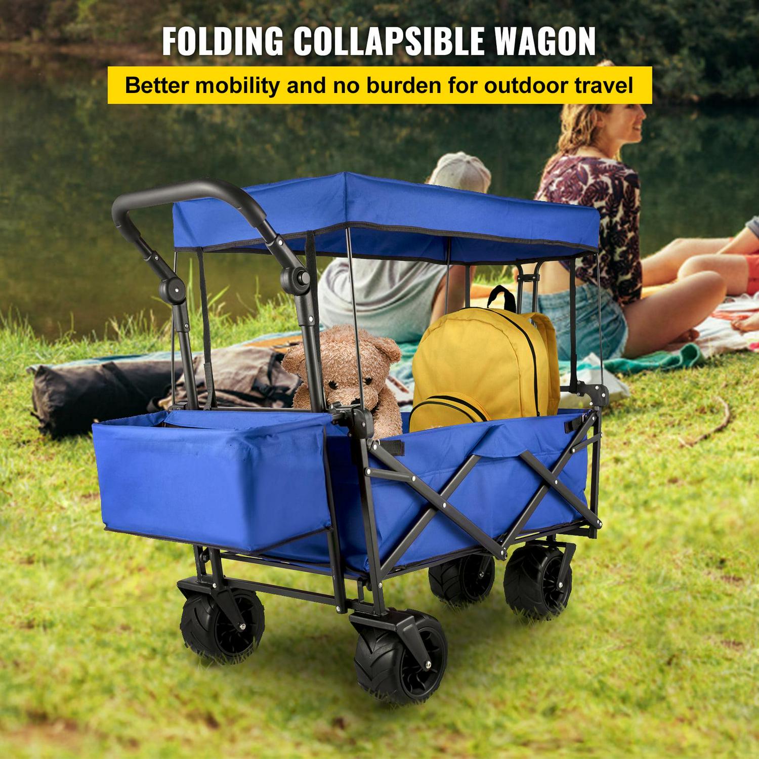 VEVOR 220.5 lbs Capacity Collapsible Wagon Cart with Foldable - Image 2