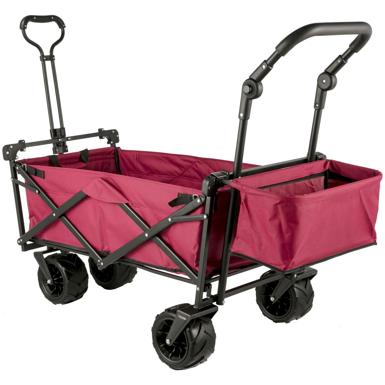 VEVORbrand Collapsible Wagon Cart Red, Foldable Wagon Cart Removable Canopy 601D Oxford Cloth, Collapsible Wagon Oversized Wheels, Portable Folding Wagon Adjustable Handles, Beach, Garden, Sports - Image 9