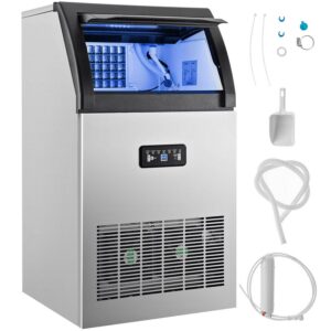 VEVOR 121 lbs Capacity Commercial Ice Maker, Stainless Steel
