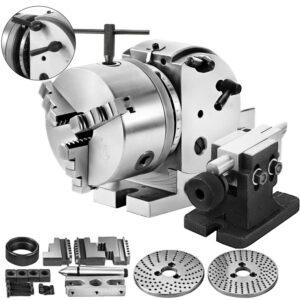 VEVORbrand Dividing Head BS-0 5Inch 3 Jaw Chuck Dividing Head Set Precision Semi Universal Dividing Head for Milling Machine Rotary Table Tailstock Milling Set