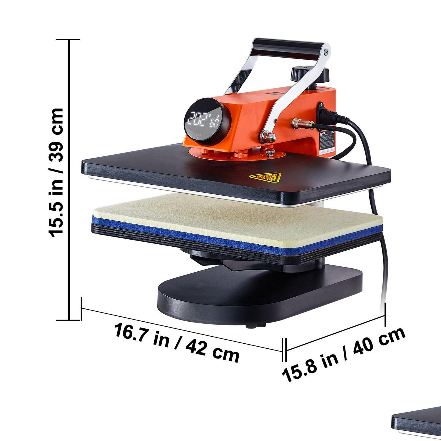 VEVOR Heat Press 12X15 inch 5 in 1 Heat Press Machine Digital Multifunctional Sublimation Swing Away Heat Press 360 Degree Rotation Heat Press Machine for T Shirts Hat Mug Cap Plate - Image 8