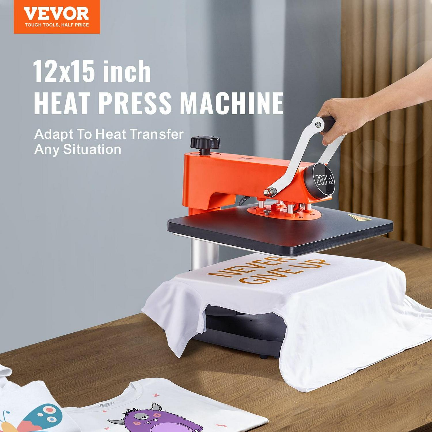 VEVOR Heat Press 12X15 inch 5 in 1 Heat Press Machine Digital Multifunctional Sublimation Swing Away Heat Press 360 Degree Rotation Heat Press Machine for T Shirts Hat Mug Cap Plate - Image 2